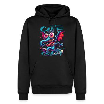 Cute but Crazy Elefant Comic Stil - Männer Premium Bio Hoodie - Schwarz - Vorne - Nico (187cm)