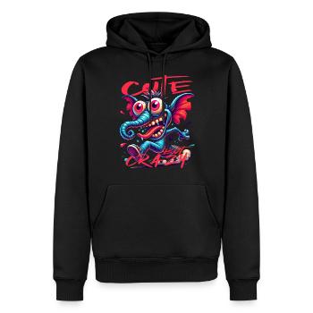 Style de bande dessinée éléphant mignon mais fou - Sweat à capuche Premium bio Homme - noir - Devant - Nico (187cm)
