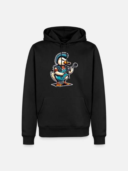 Duck Rock and Roll Guitarist - Men’s Premium Organic Hoodie - black