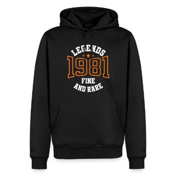 Legends 1981 – Belle et rare idée cadeau vintage - Sweat à capuche Premium bio Homme - noir - Devant - Nico (187cm)