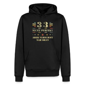 33. Geburtstag 33 Spruch Geschenk lustig - Männer Premium Bio Hoodie - Schwarz - Vorne - Nico (187cm)