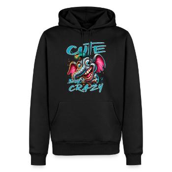 Style de bande dessinée éléphant mignon mais fou - Sweat à capuche Premium bio Homme - noir - Devant - Nico (187cm)