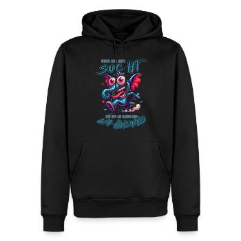 Si vous me cherchez, je suis au bord de la folie - Sweat à capuche Premium bio Homme - noir - Devant - Nico (187cm)