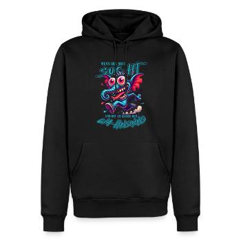 Si vous me cherchez, je suis au bord de la folie - Sweat à capuche Premium bio Homme - noir - Devant - Nico (187cm)