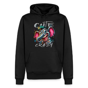 Style de bande dessinée éléphant mignon mais fou - Sweat à capuche Premium bio Homme - noir - Devant - Nico (187cm)