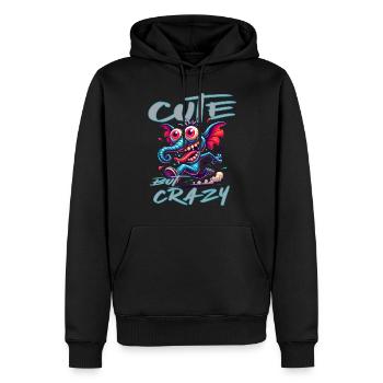Style de bande dessinée éléphant mignon mais fou - Sweat à capuche Premium bio Homme - noir - Devant - Nico (187cm)