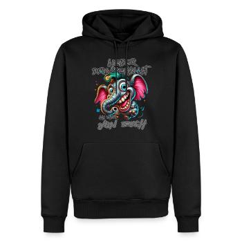 Lieber durchgeknallt als einer von euch – Elefant - Männer Premium Bio Hoodie - Schwarz - Vorne - Nico (187cm)