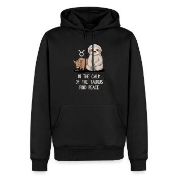 Trouver la paix avec la paresse dans le signe du Taureau - Sweat à capuche Premium bio Homme - noir - Devant - Nico (187cm)