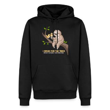 Je parle pour les arbres : militant écologiste - Sweat à capuche Premium bio Homme - noir - Devant - Nico (187cm)