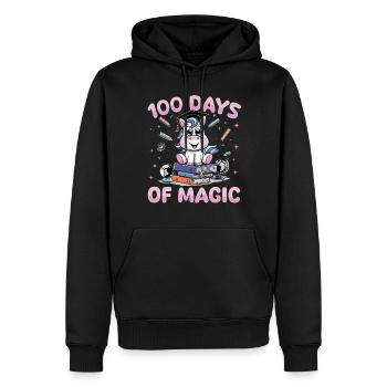 Cute Unicorn Rainbow 100 Days of School - Männer Premium Bio Hoodie - Schwarz - Vorne - Nico (187cm)