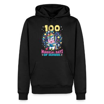 Cute Unicorn Rainbow 100 Days of School - Männer Premium Bio Hoodie - Schwarz - Vorne - Nico (187cm)