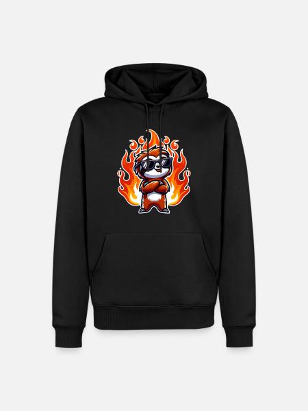 Sloth Cool Flames Fire - Men’s Premium Organic Hoodie - black
