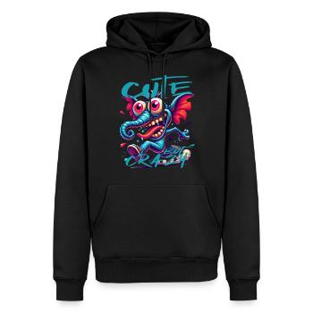 Style de bande dessinée éléphant mignon mais fou - Sweat à capuche Premium bio Homme - noir - Devant - Nico (187cm)