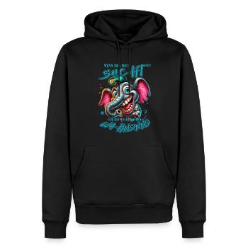 Si vous me cherchez, je suis au bord de la folie - Sweat à capuche Premium bio Homme - noir - Devant - Nico (187cm)