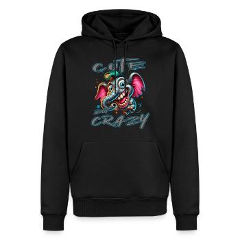 Style de bande dessinée éléphant mignon mais fou - Sweat à capuche Premium bio Homme - noir - Devant - Nico (187cm)
