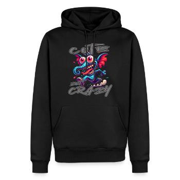 Style de bande dessinée éléphant mignon mais fou - Sweat à capuche Premium bio Homme - noir - Devant - Nico (187cm)