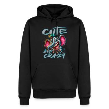 Style de bande dessinée éléphant mignon mais fou - Sweat à capuche Premium bio Homme - noir - Devant - Nico (187cm)