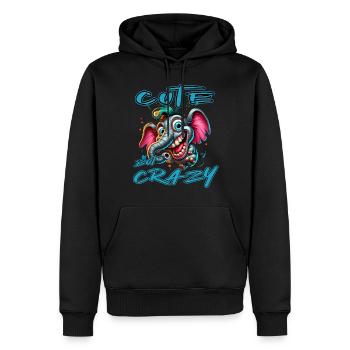 Cute but Crazy Elefant Comic Stil - Männer Premium Bio Hoodie - Schwarz - Vorne - Nico (187cm)