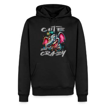 Style de bande dessinée éléphant mignon mais fou - Sweat à capuche Premium bio Homme - noir - Devant - Nico (187cm)