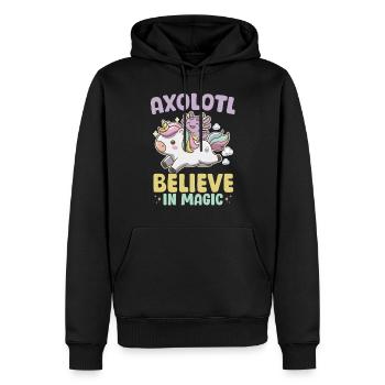 Mignon Axolotl Licorne Axolotl Croire en la magie - Sweat à capuche Premium bio Homme - noir - Devant - Nico (187cm)