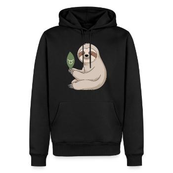Confortable Taureau Zodiaque paresseux avec feuille - Sweat à capuche Premium bio Homme - noir - Devant - Nico (187cm)