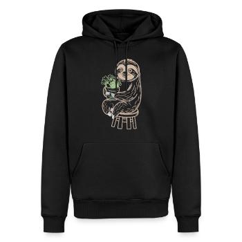 Gemütliches Faultier Vegan Vegetarier Freude - Männer Premium Bio Hoodie - Schwarz - Vorne - Nico (187cm)