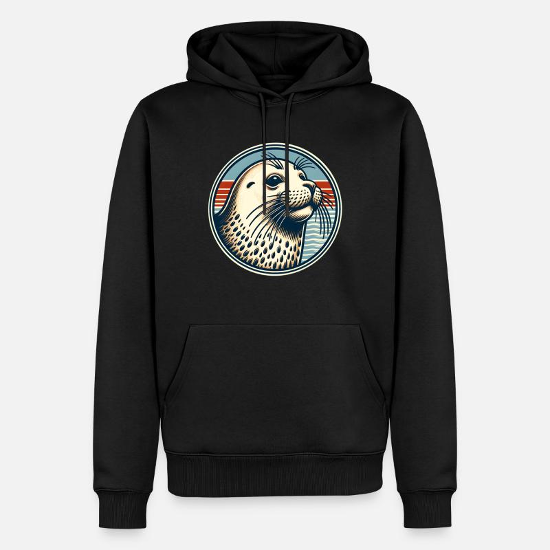 Seehund Robbe - Männer Premium Bio Hoodie - Schwarz