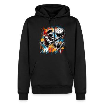 Basket-ball Joueurs de basket-ball - Sweat à capuche Premium bio Homme - noir - Devant - Nico (187cm)