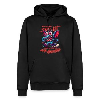 Wenn ihr mich sucht, ich bin am Rande des Wahnsinn - Männer Premium Bio Hoodie - Schwarz - Vorne - Nico (187cm)