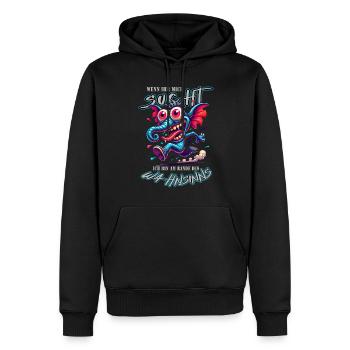 Si vous me cherchez, je suis au bord de la folie - Sweat à capuche Premium bio Homme - noir - Devant - Nico (187cm)