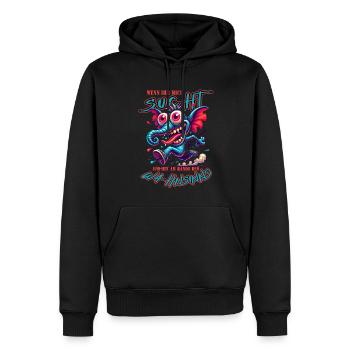 Si vous me cherchez, je suis au bord de la folie - Sweat à capuche Premium bio Homme - noir - Devant - Nico (187cm)