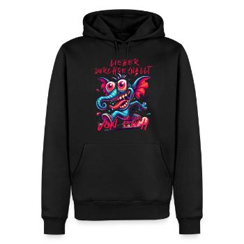 Lieber durchgeknallt als einer von euch – Elefant - Männer Premium Bio Hoodie - Schwarz - Vorne - Nico (187cm)
