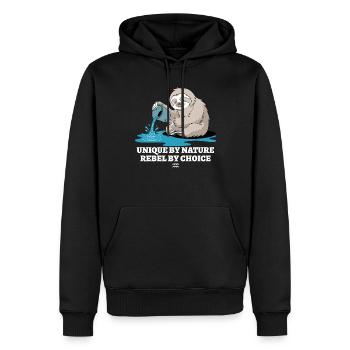 Wassermann-Zodiak Faultier Einzigartig Naturgemäß - Männer Premium Bio Hoodie - Schwarz - Vorne - Nico (187cm)