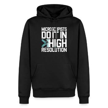 Microscope Enthusiast Lab Technician Science - Men’s Premium Organic Hoodie - black - Front - Nico (187cm)