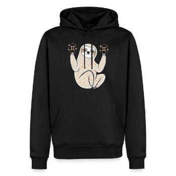 Gémeaux Zodiaque Paresseux Magique - Sweat à capuche Premium bio Homme - noir - Devant - Nico (187cm)
