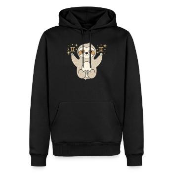 Gemini Sternzeichen Faultier Magisch und - Männer Premium Bio Hoodie - Schwarz - Vorne - Nico (187cm)