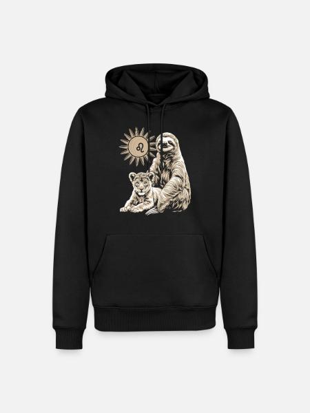 Löwe Sternzeichen Faultier unter der Sonne - Männer Premium Bio Hoodie - Schwarz