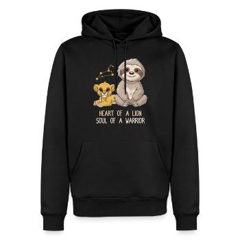 Leo Zodiac Sign Sloth Heart of a Leo Soul - Men’s Premium Organic Hoodie - black - Front - Nico (187cm)