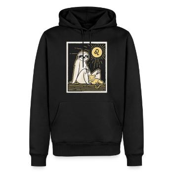 Gemütliches Löwe Sternzeichen Faultier Motiv - Männer Premium Bio Hoodie - Schwarz - Vorne - Nico (187cm)