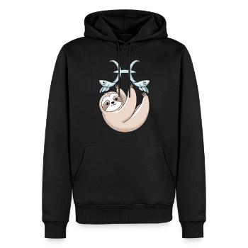 Fische Sternzeichen Faultier mit Zwei Fischen - Männer Premium Bio Hoodie - Schwarz - Vorne - Nico (187cm)