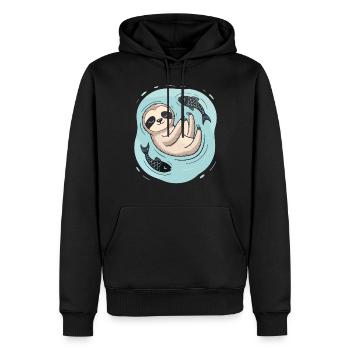 Träumender Fische-Zodiak Faultier mit Fischen - Männer Premium Bio Hoodie - Schwarz - Vorne - Nico (187cm)