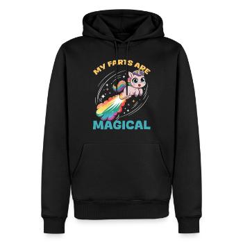 Mignons arcs-en-ciel de licorne qui pètent - Sweat à capuche Premium bio Homme - noir - Devant - Nico (187cm)