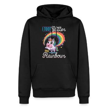 Mignons arcs-en-ciel de licorne qui pètent - Sweat à capuche Premium bio Homme - noir - Devant - Nico (187cm)