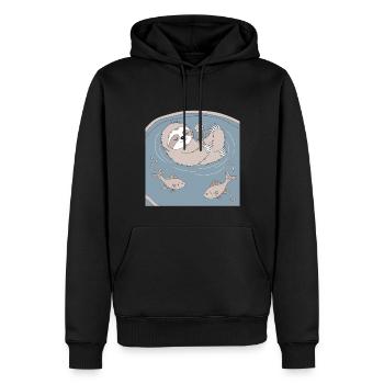 Gemütliches Fische Sternzeichen Faultier mit Blume - Männer Premium Bio Hoodie - Schwarz - Vorne - Nico (187cm)