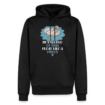 Schwebe Wie Ein Fisch: Pisces Zodiac Sloth - Männer Premium Bio Hoodie - Schwarz - Vorne - Nico (187cm)