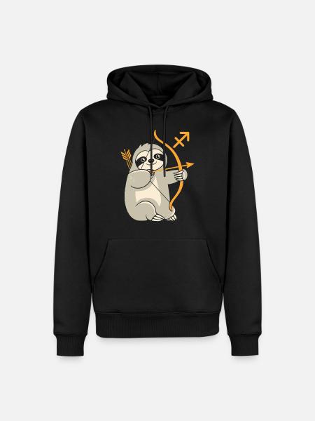 Sagittarius Zodiac Sloth Motif Funny - Men’s Premium Organic Hoodie - black