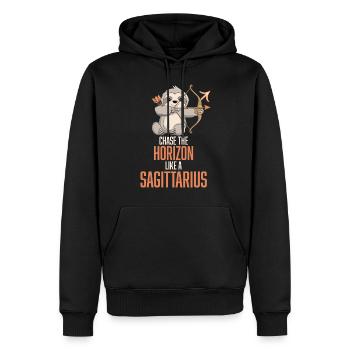Chase The Horizon Like A Sagittarius Sloth - Men’s Premium Organic Hoodie - black - Front - Nico (187cm)