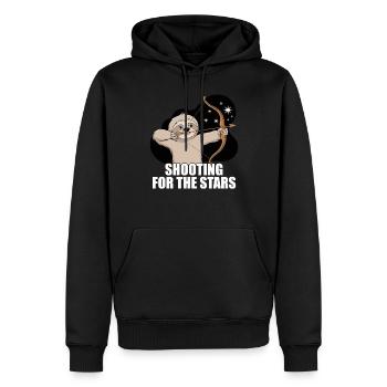 Sagittarius Zodiac Sloth Shooting For The - Men’s Premium Organic Hoodie - black - Front - Nico (187cm)