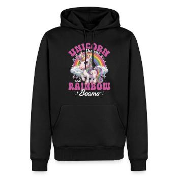 Rêve mignon licorne arcs-en-ciel - Sweat à capuche Premium bio Homme - noir - Devant - Nico (187cm)