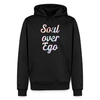 Inspiration : Citation de l’âme sur l’ego - Sweat à capuche Premium bio Homme - noir - Devant - Nico (187cm)